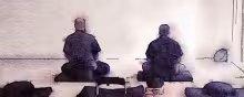 Two people sitting Zazen, side by side.  